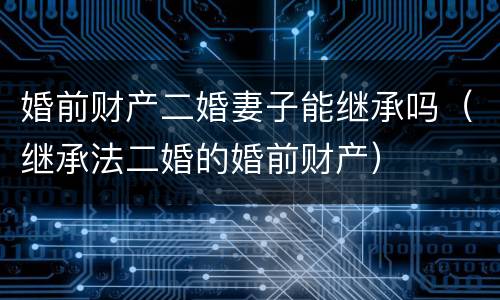 婚前财产二婚妻子能继承吗（继承法二婚的婚前财产）