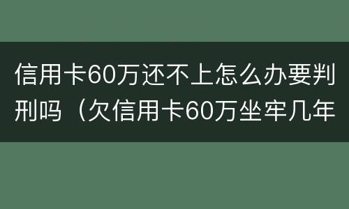 信用卡60万还不上怎么办要判刑吗（欠信用卡60万坐牢几年）