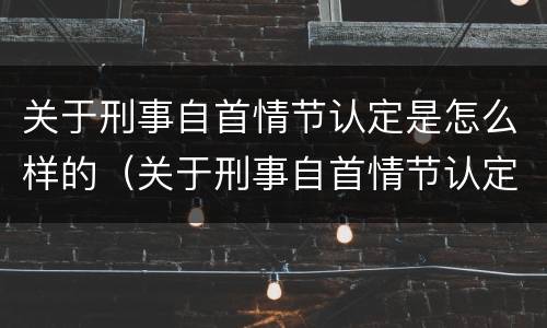 关于刑事自首情节认定是怎么样的（关于刑事自首情节认定是怎么样的规定）