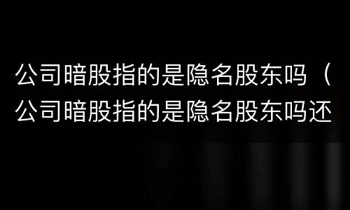 公司暗股指的是隐名股东吗（公司暗股指的是隐名股东吗还是股东）