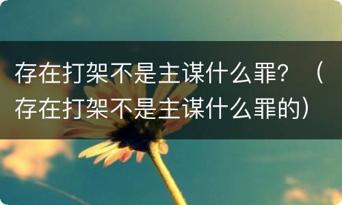 存在打架不是主谋什么罪?(存在打架不是主谋什么罪的) 存在打架不是主谋什么罪?(存在打架不是主谋什么罪的)