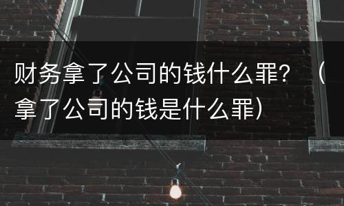 财务拿了公司的钱什么罪？（拿了公司的钱是什么罪）