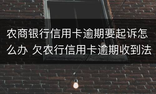 农商银行信用卡逾期要起诉怎么办 欠农行信用卡逾期收到法院传票后,怎么跟他们沟通