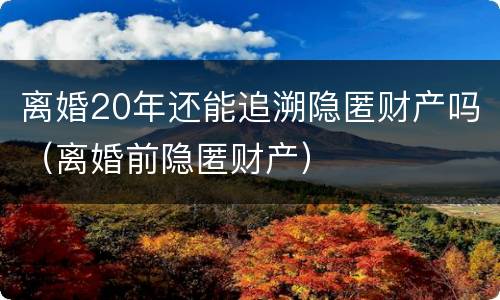 离婚20年还能追溯隐匿财产吗（离婚前隐匿财产）
