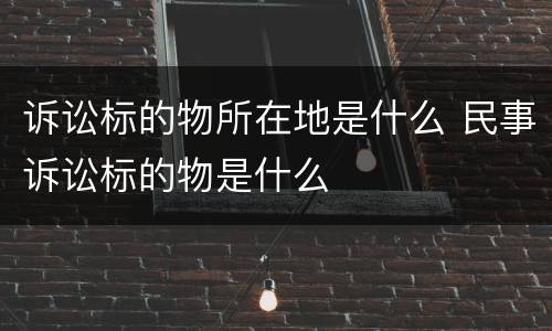 诉讼标的物所在地是什么 民事诉讼标的物是什么