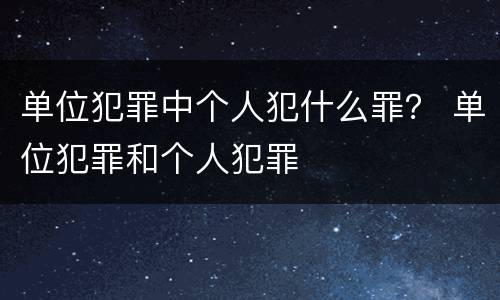 单位犯罪中个人犯什么罪？ 单位犯罪和个人犯罪