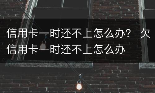 信用卡一时还不上怎么办？ 欠信用卡一时还不上怎么办
