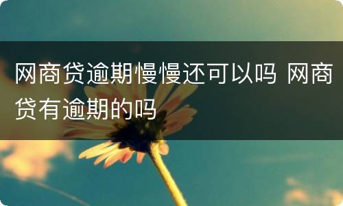 网商贷逾期慢慢还可以吗 网商贷有逾期的吗