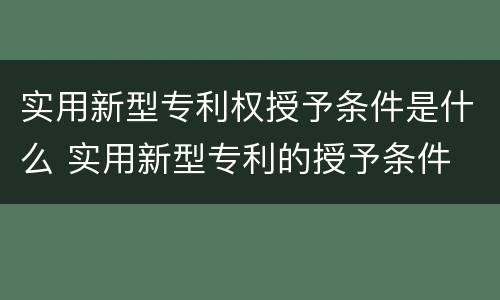 实用新型专利权授予条件是什么 实用新型专利的授予条件