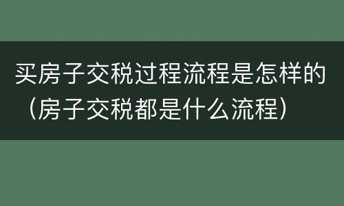 买房子交税过程流程是怎样的（房子交税都是什么流程）