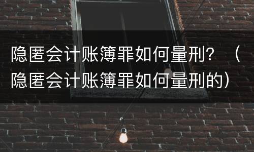 隐匿会计账簿罪如何量刑？（隐匿会计账簿罪如何量刑的）