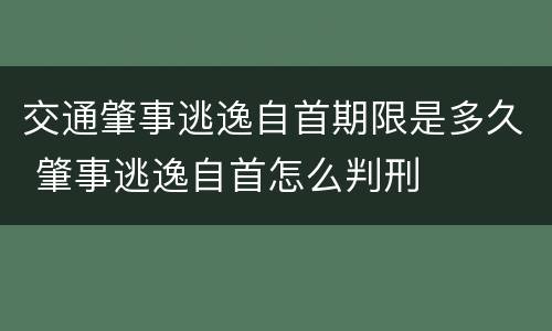 交通肇事逃逸自首期限是多久 肇事逃逸自首怎么判刑
