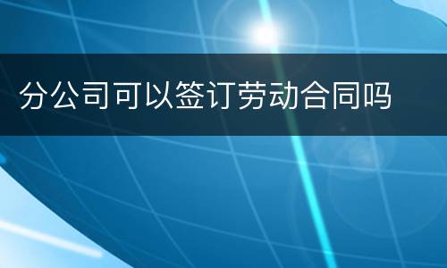 分公司可以签订劳动合同吗