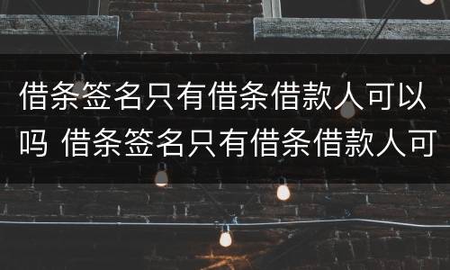 借条签名只有借条借款人可以吗 借条签名只有借条借款人可以吗