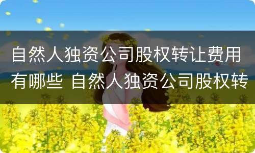 自然人独资公司股权转让费用有哪些 自然人独资公司股权转让费用有哪些要求