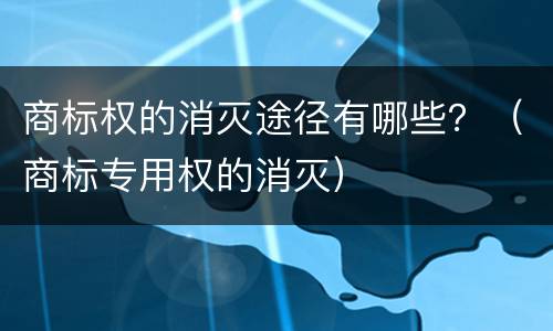 商标权的消灭途径有哪些？（商标专用权的消灭）