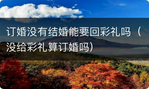 订婚没有结婚能要回彩礼吗（没给彩礼算订婚吗）