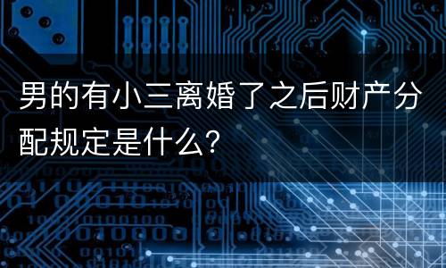 男的有小三离婚了之后财产分配规定是什么？