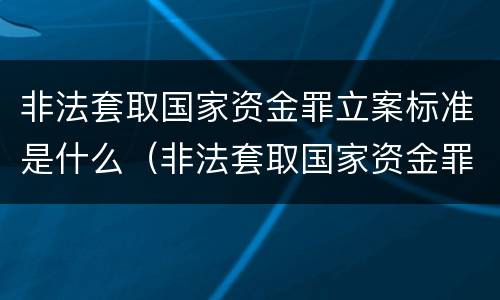 非法套取国家资金罪立案标准是什么（非法套取国家资金罪立案标准是什么意思）