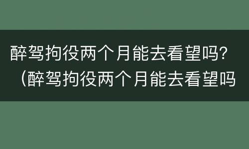 醉驾拘役两个月能去看望吗？（醉驾拘役两个月能去看望吗女性）