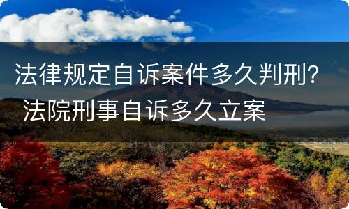 法律规定自诉案件多久判刑？ 法院刑事自诉多久立案