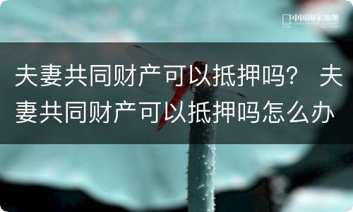 夫妻共同财产可以抵押吗？ 夫妻共同财产可以抵押吗怎么办