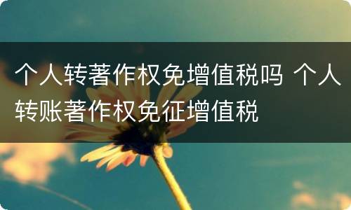 个人转著作权免增值税吗 个人转账著作权免征增值税
