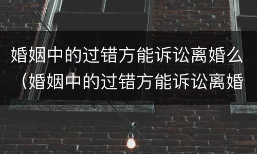 婚姻中的过错方能诉讼离婚么（婚姻中的过错方能诉讼离婚么吗）