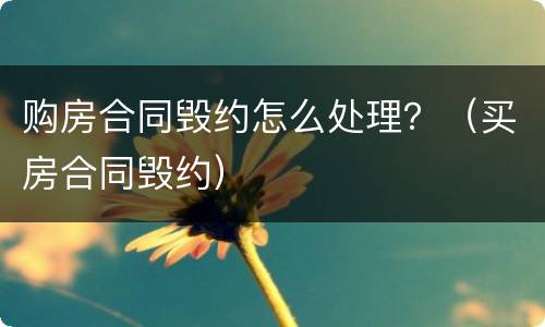 购房合同毁约怎么处理?(买房合同毁约)