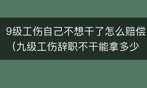 9级工伤自己不想干了怎么赔偿（九级工伤辞职不干能拿多少钱）