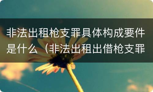 非法出租枪支罪具体构成要件是什么（非法出租出借枪支罪的构成要件）