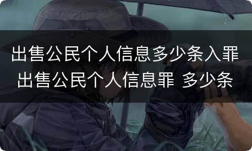 出售公民个人信息多少条入罪 出售公民个人信息罪 多少条