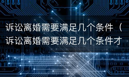 诉讼离婚需要满足几个条件（诉讼离婚需要满足几个条件才能立案）