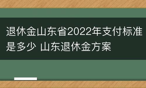 退休金山东省2022年支付标准是多少 山东退休金方案