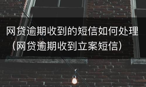 网贷逾期收到的短信如何处理（网贷逾期收到立案短信）