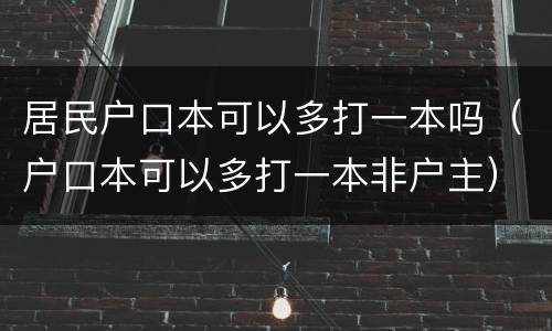 居民户口本可以多打一本吗（户口本可以多打一本非户主）