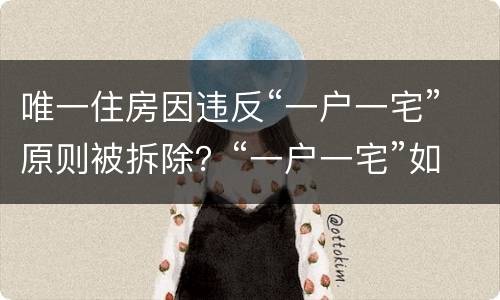 唯一住房因违反“一户一宅”原则被拆除？“一户一宅”如何认定？