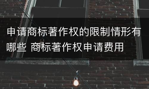 申请商标著作权的限制情形有哪些 商标著作权申请费用