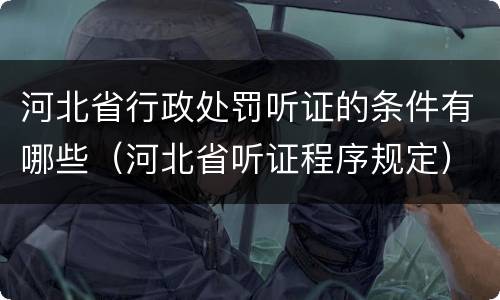 河北省行政处罚听证的条件有哪些（河北省听证程序规定）