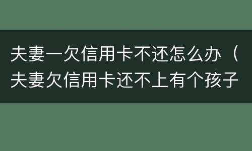 夫妻一欠信用卡不还怎么办（夫妻欠信用卡还不上有个孩子怎么办）