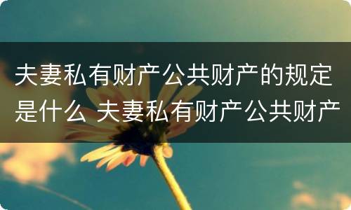 夫妻私有财产公共财产的规定是什么 夫妻私有财产公共财产的规定是什么