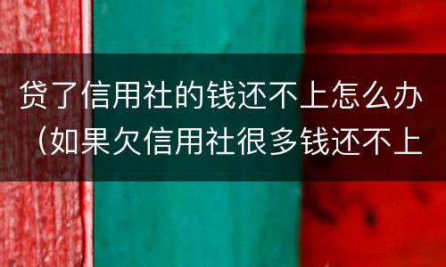 贷了信用社的钱还不上怎么办（如果欠信用社很多钱还不上怎么办）