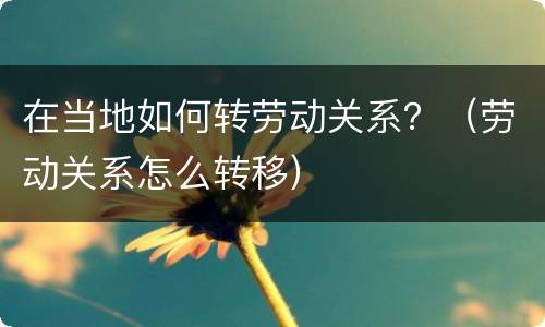 在当地如何转劳动关系？（劳动关系怎么转移）