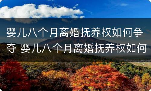 婴儿八个月离婚抚养权如何争夺 婴儿八个月离婚抚养权如何争夺孩子