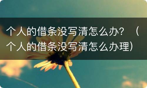 个人的借条没写清怎么办？（个人的借条没写清怎么办理）