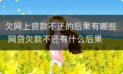 欠网上贷款不还的后果有哪些 网贷欠款不还有什么后果