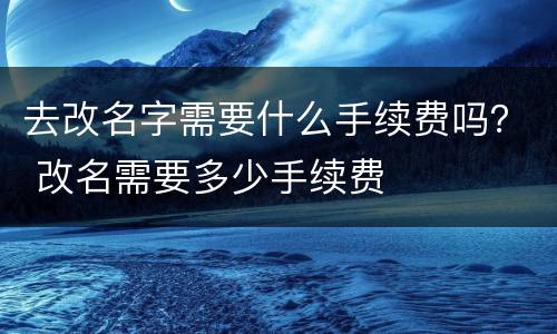 去改名字需要什么手续费吗？ 改名需要多少手续费