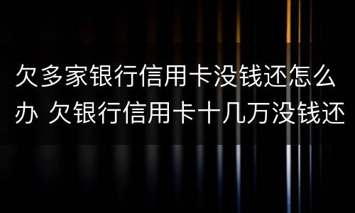 欠多家银行信用卡没钱还怎么办 欠银行信用卡十几万没钱还怎么办?