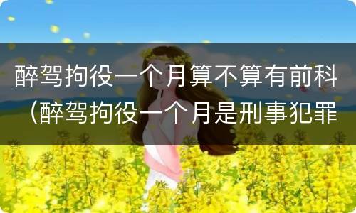 醉驾拘役一个月算不算有前科（醉驾拘役一个月是刑事犯罪吗）