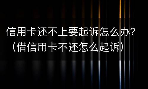 信用卡还不上要起诉怎么办？（借信用卡不还怎么起诉）